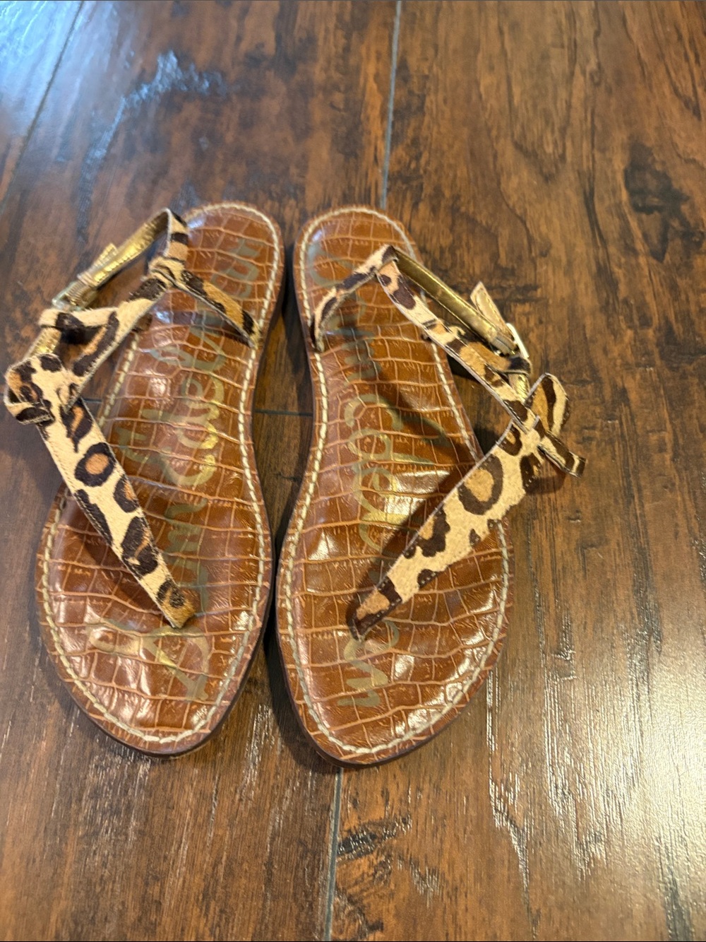 Sam Edelman, Gigi  Leopard Print Women’s Thong Sandals - Brown